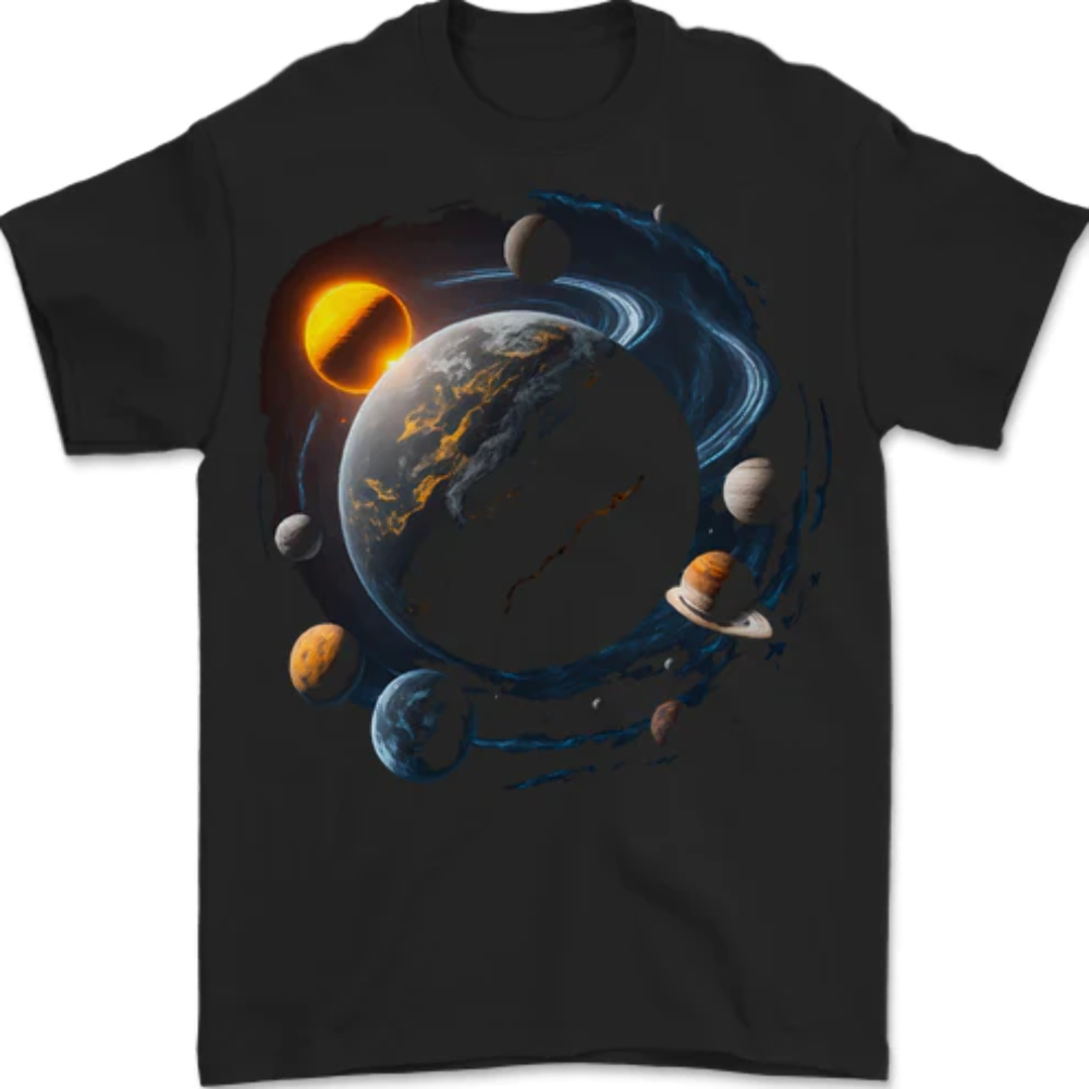 The Solar System Space Planets Astronomy Mens T-Shirt 100% Cotton