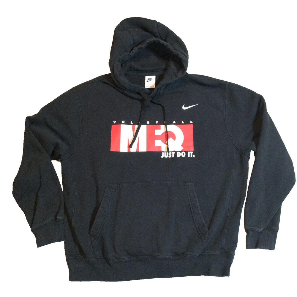 Nike Hoodie Sz L Black Pullover Streetwear Kangaroo Pocket Volleyball CJ1611-010