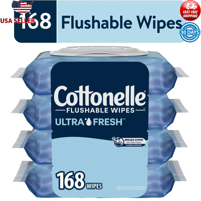 Ultra Fresh Flushable Wipes 100% Flushable Adult Wipes Septic Safe 168 Count New