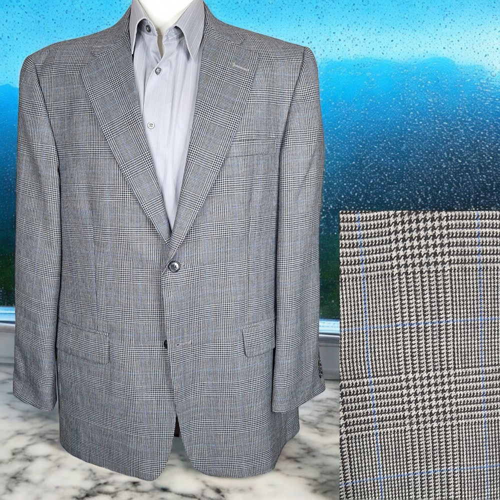 Haggar Gray Tartan Plaid Sport Coat Jacket for Men 44L