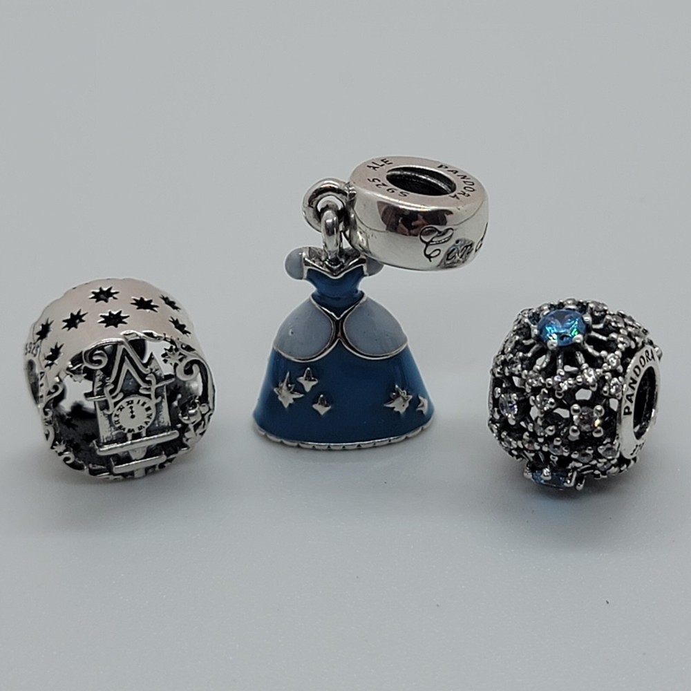 Set Of 3 New Pandora Authentic Cinderella Wish Pumpkin and  Dress