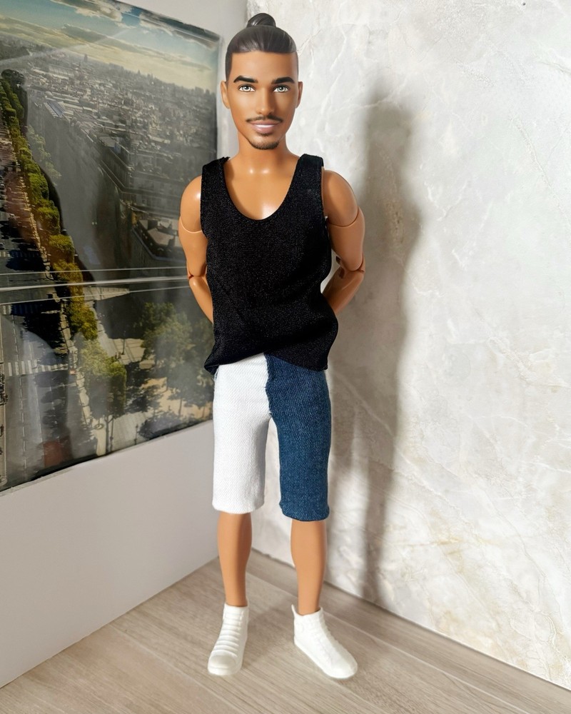 Hand-sewn 2 Toned Bermuda Jeans For Ken Doll