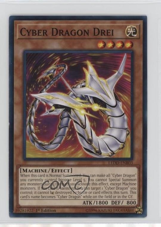 Cyber Dragon Drei 1st Edition YuGiOh LEDD-ENB03 3g6 Rare Card-image