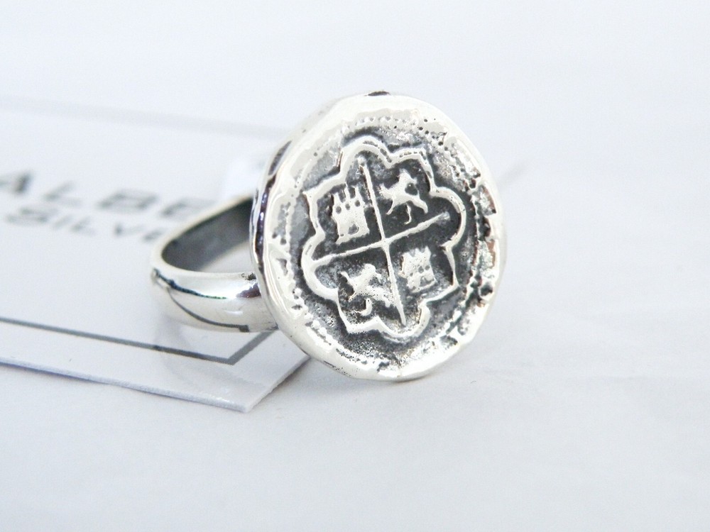 New Charles Albert Sterling Silver 950 Spanish Coin Replica Adjustable Ring