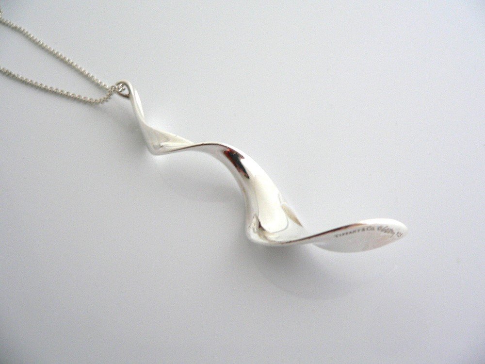 Tiffany & Co Silver Gehry Orchid Necklace Pendant Chain Nature Inspired Gift for Her