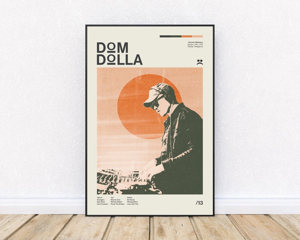 Dom Dolla Inspired Mid-Century Modern Art Poster Unframed