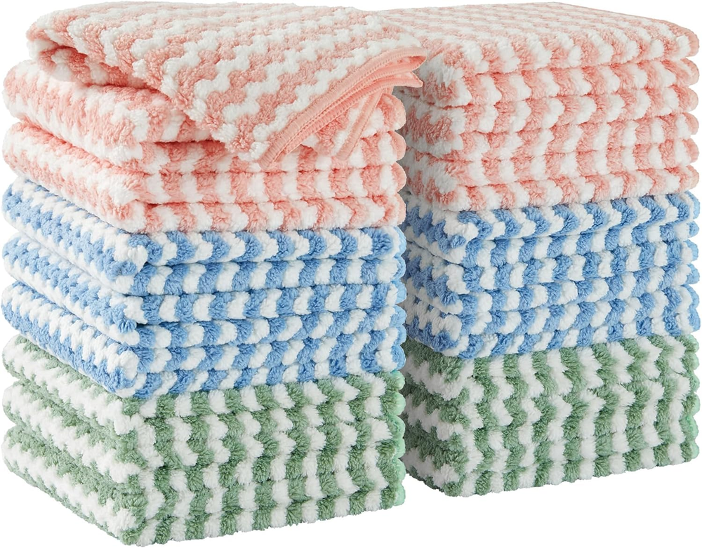 JOYMOOP 18 Pack Microfiber Dish Cloths for Kitchen Cleaning and Drying