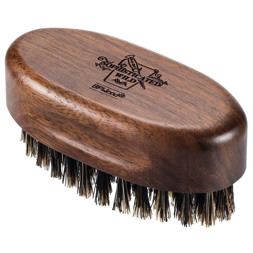 Small Travel Beard Brush - Natural Boar Bristles with Black Walnut Wood