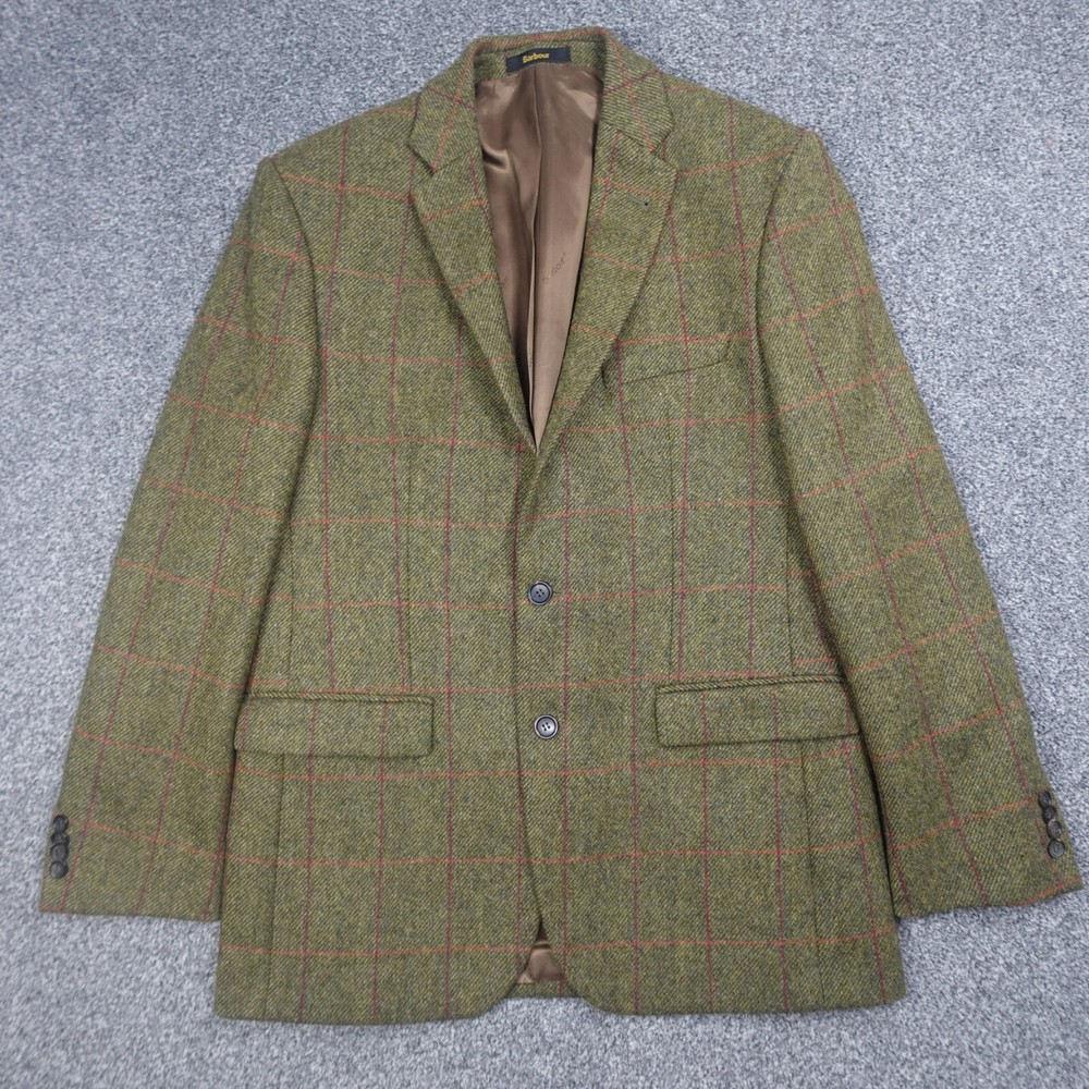 Barbour Blazer Jacket Mens Size 40 Green Tweed Valley Mills Shooting Hunting