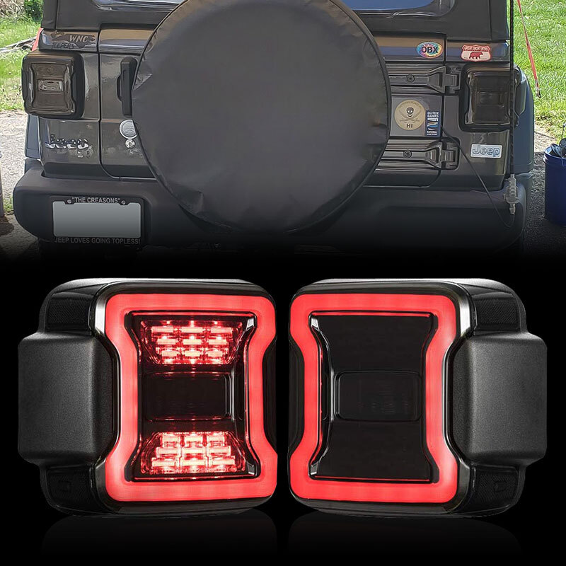 Smoked LED Tail Lights Brake Reverse Turn Signal for 18-21 Jeep Wrangler JL