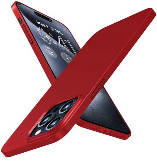 for iPhone 15 Pro 5G Ultra Thin Case, [Silky Touch][Anti Chinese Red