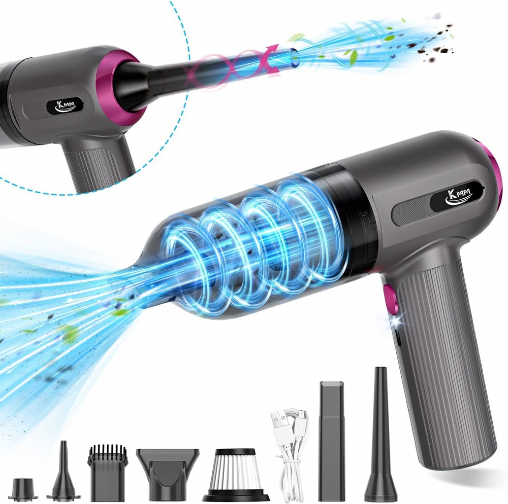KMM Handheld Car Vacuum Cleaner, 4 in 1 Cleaner 16000Pa Air Gray