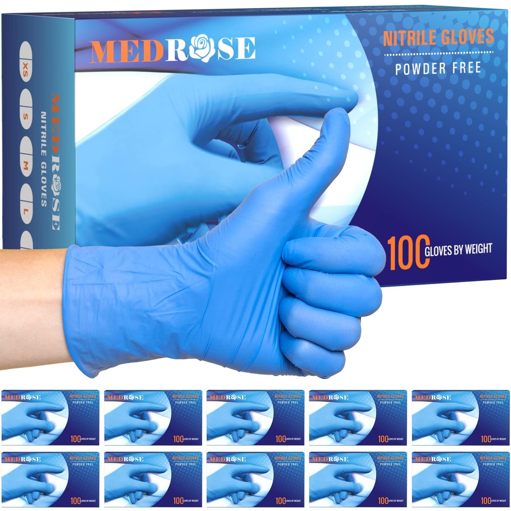 MedRose Small Nitrile Gloves - 1000 Count Latex-Free Disposable Gloves for Work & Hygiene