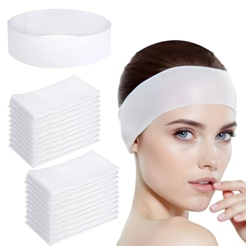 45 Pieces Disposable Headbands for Spa Women Elastic 1 Count (Pack of 45)