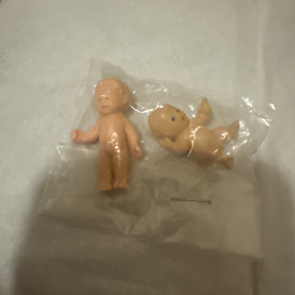 Vintage  2Mini Baby Doll Rubber Dollhouse Miniature