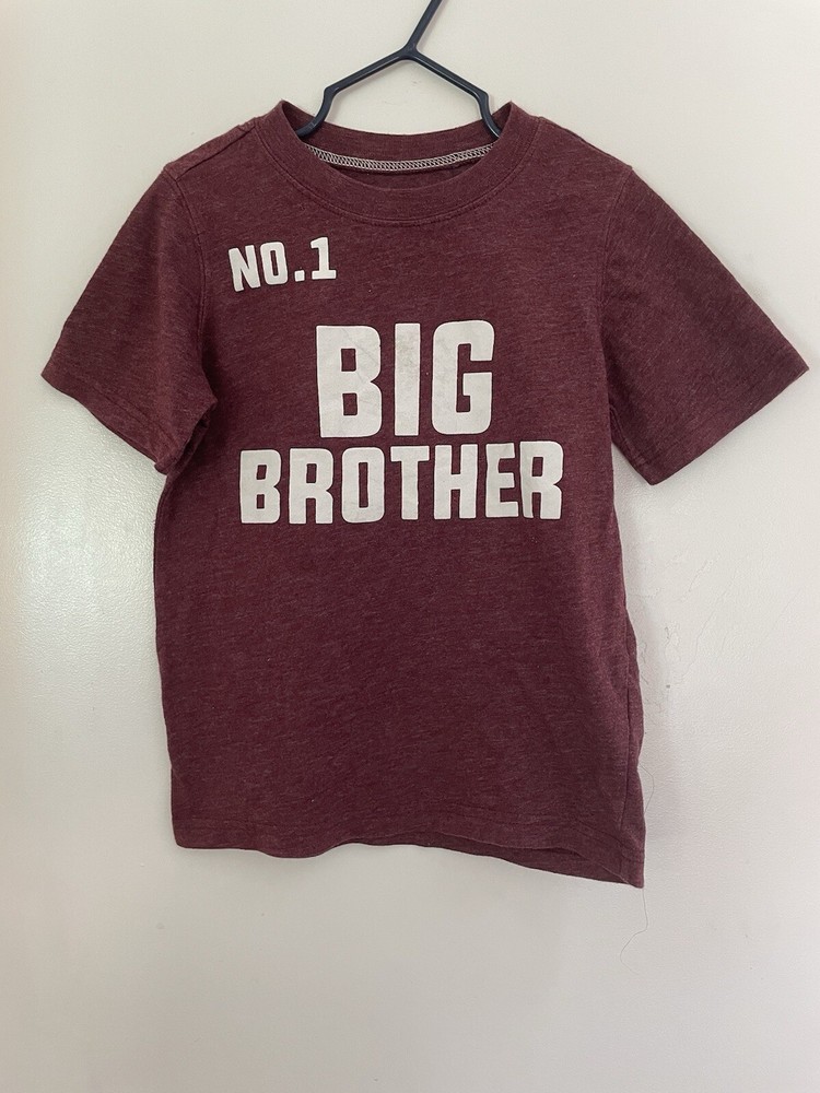 Carter's Kids Boys No. 1 Big Brother Cotton Blend Crew Neck T-Shirt Maroon Sz 4