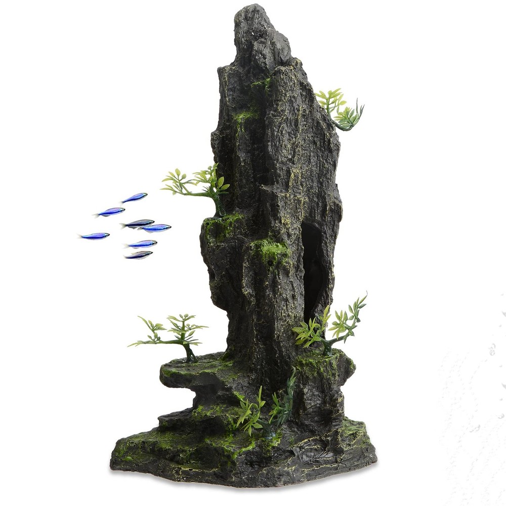 PENCK Aquarium Mountain Decoration Rock Hiding Cave Fish Tank Decor Resin Sto...