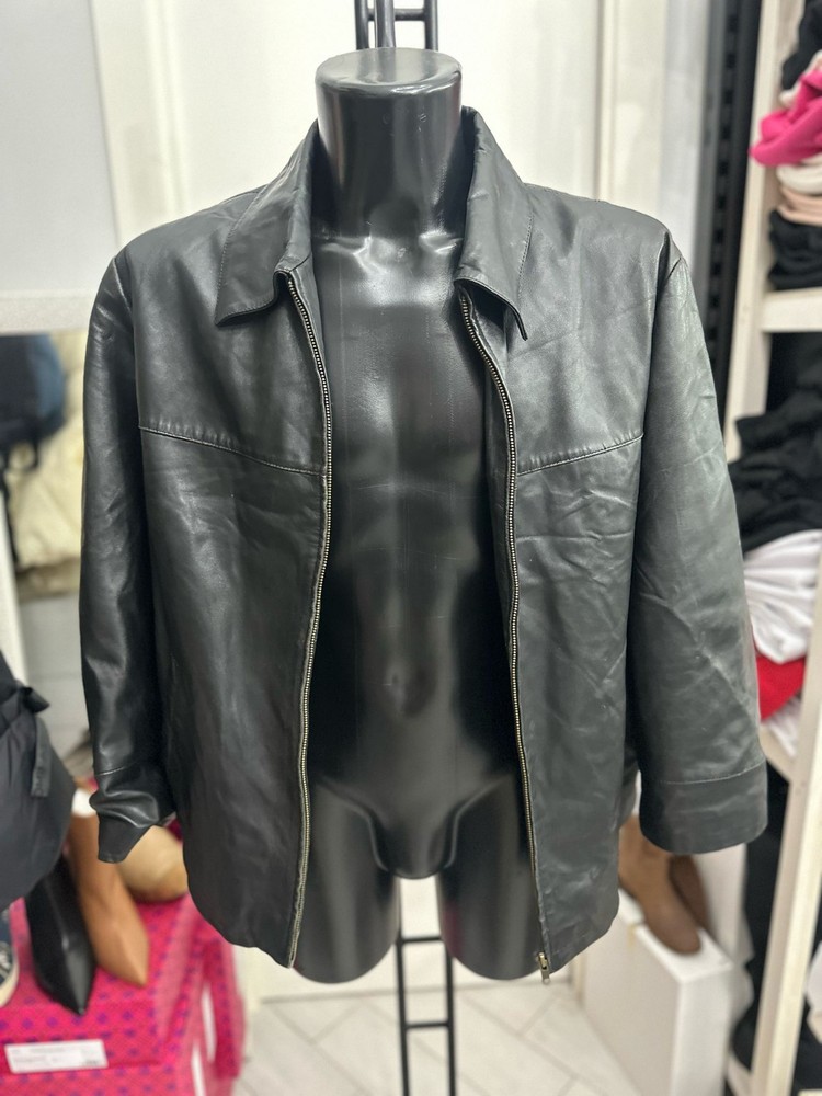 Zarro Black Leather Jacket for Men Size 50 LLV1360
