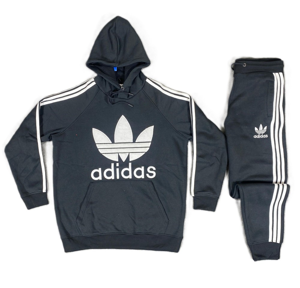 Adidas Tracksuit Set Men's Trefoil Hoodie and Bottoms