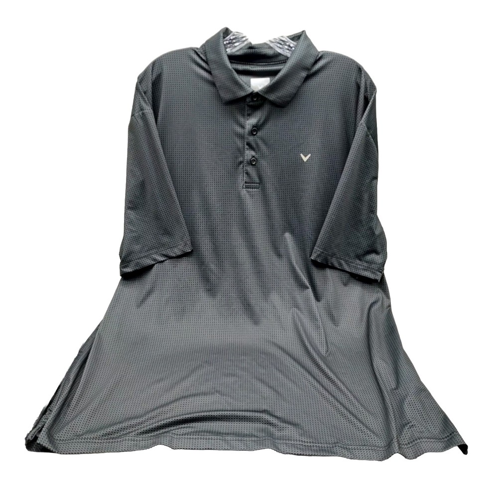 Callaway Opti-Dri Gray Print Golf Polo Shirt for Men Size XL Moisture Wicking