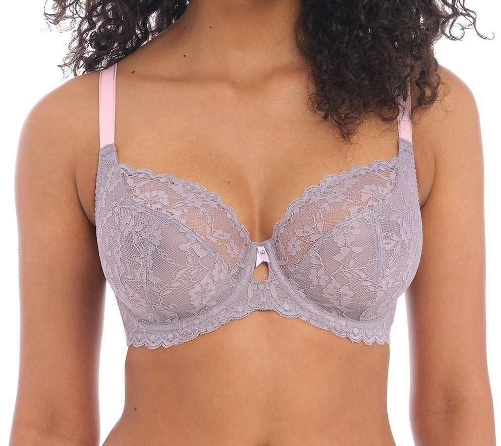Freya Offbeat Bra Mineral Grey Lace Size 30G Underwired Plunge Balcony 5452 New