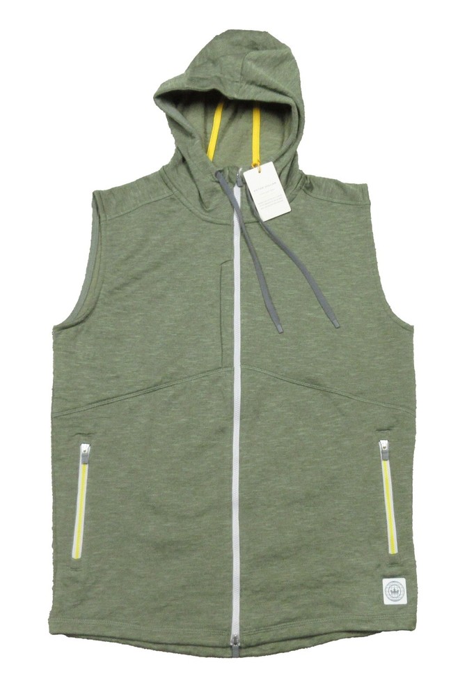 Peter Millar Men's Olive Leaf Eclipse Performance Full Zip Hoodie Vest