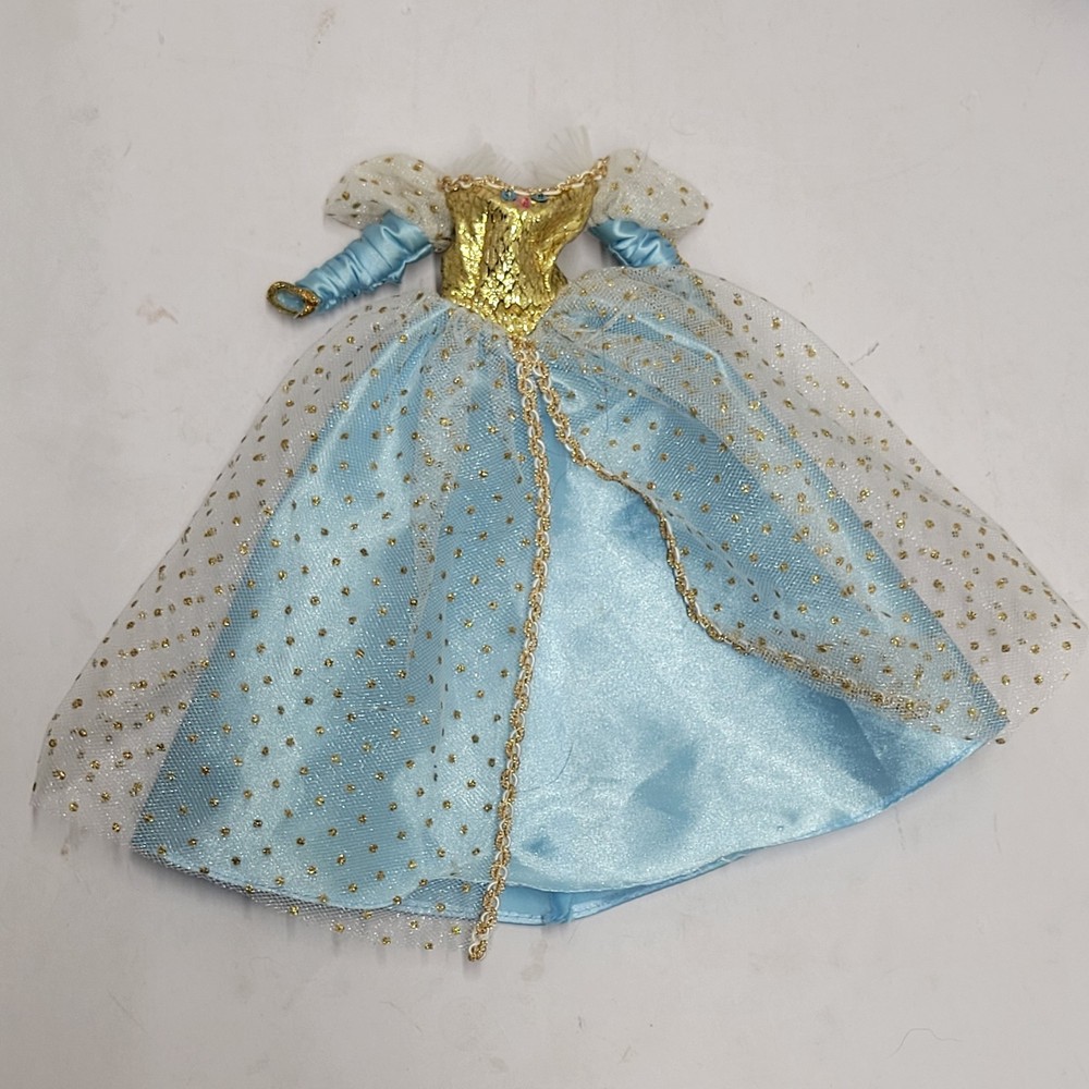 1996 Barbie as Cinderella Blue Gold Dress Gown Doll Size READ