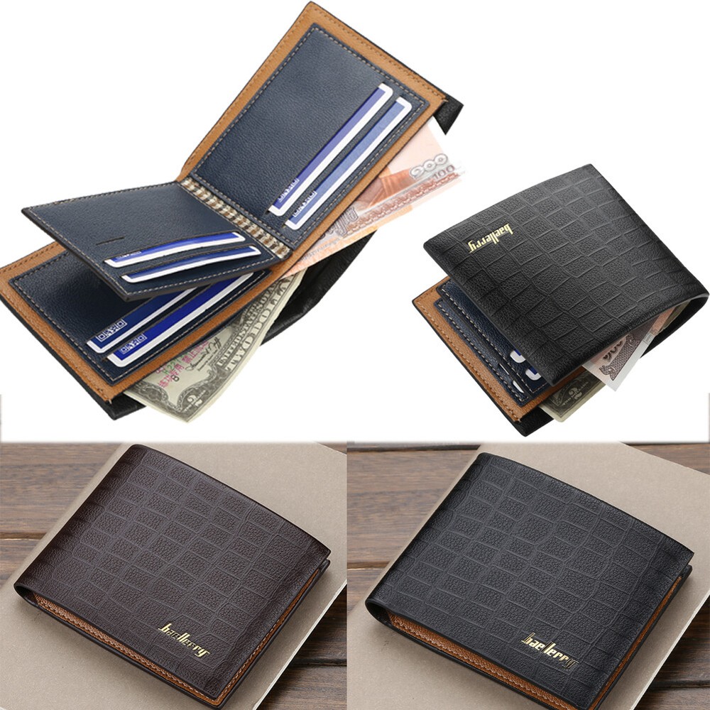 Men's Short Wallets Casual Leather Clutch Bags Credit Card Holder Billfold Gifts