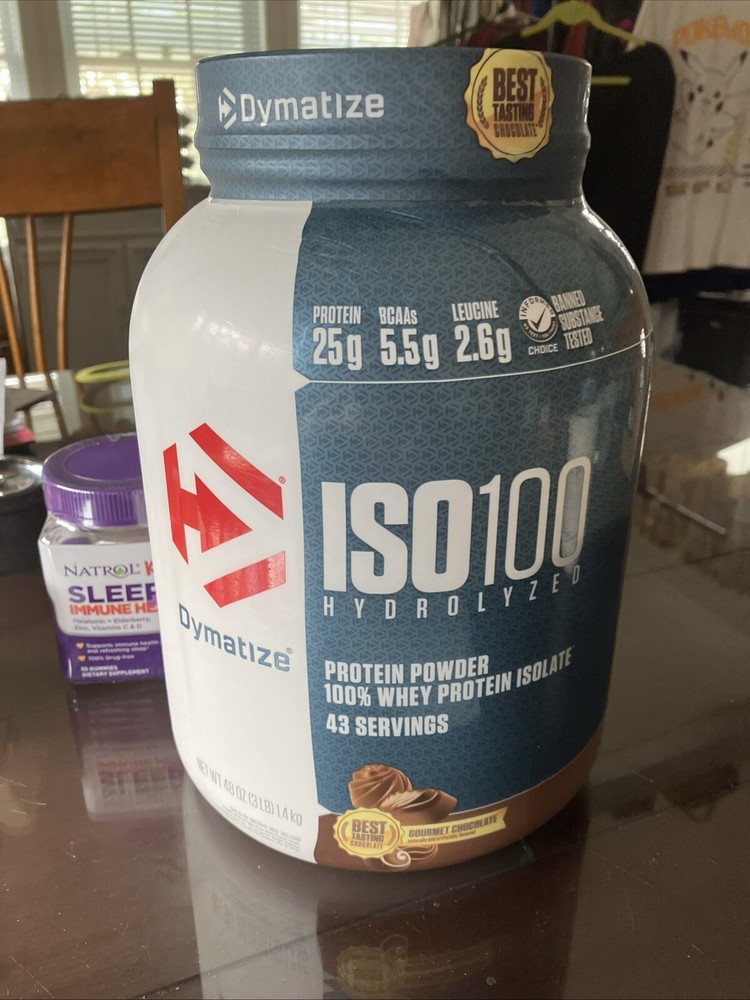 3Lbs  ISO100 Hydrolyze Protein Powder, Gourmet Chocolate  Xdate O7/2024.sealed