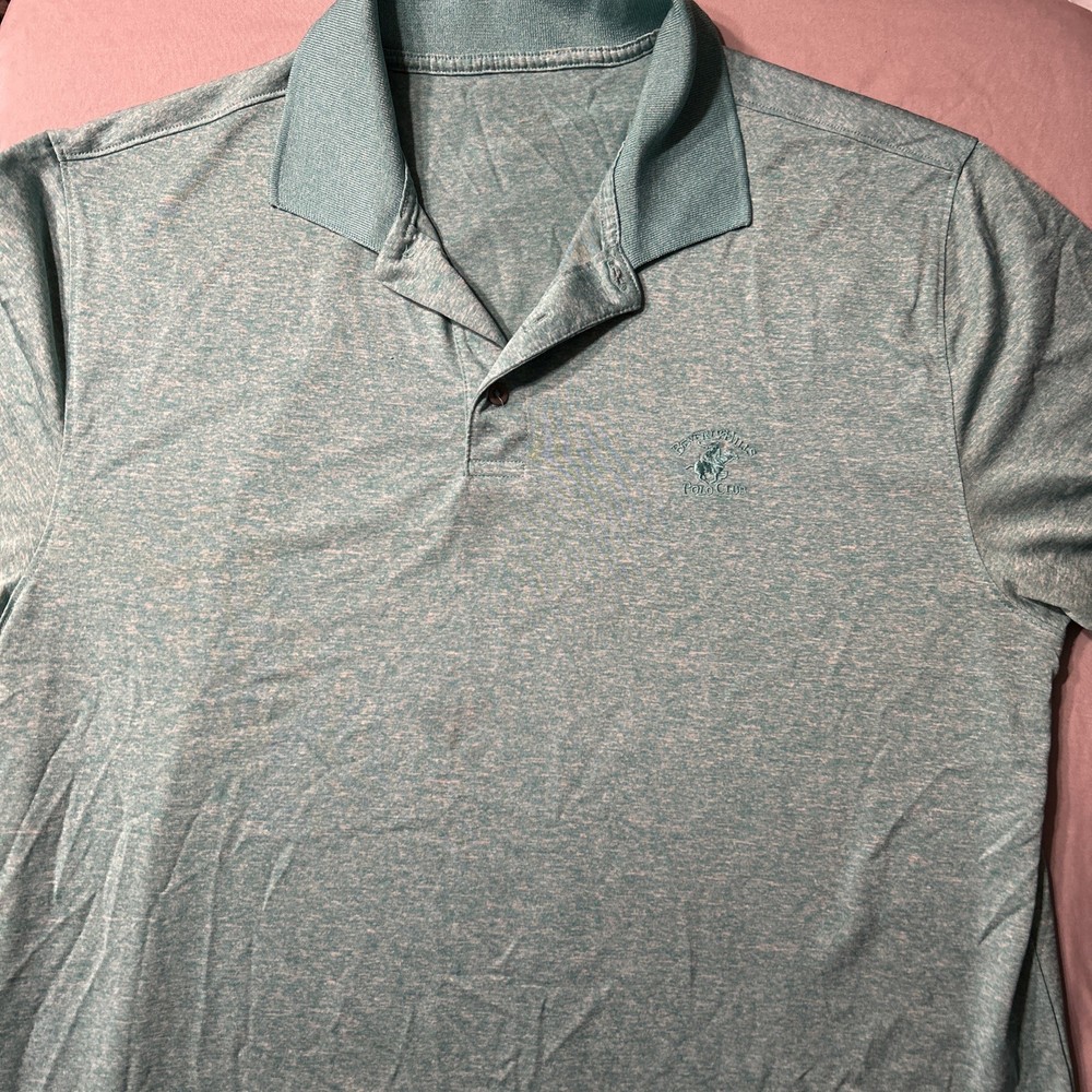 Beverly Hills Polo Club Men's Short Sleeve Polo Shirt Green Size Large