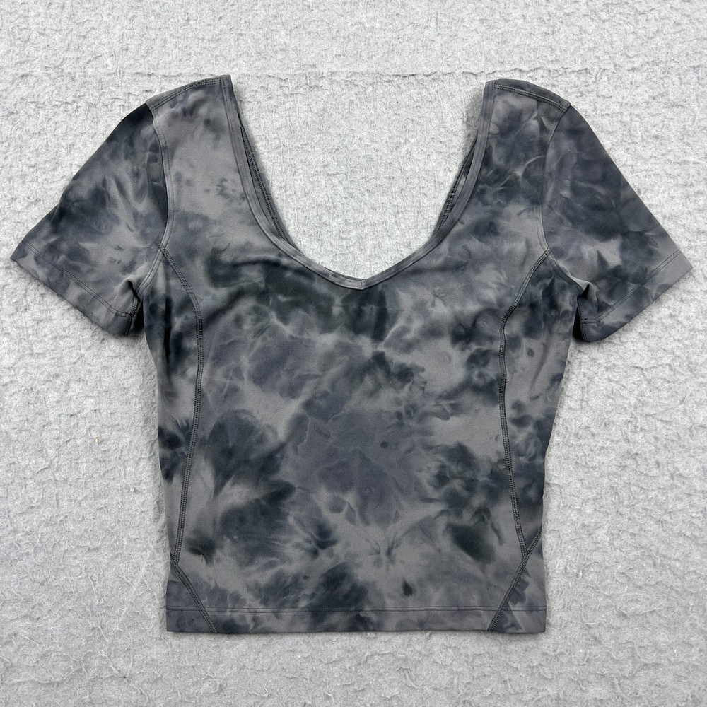 Lululemon Align T-Shirt Women's 4* Gray Dye Nulu Short Sleeve Stretch Top W3FSBS