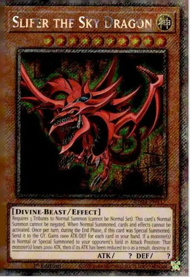 Slifer the Sky Dragon Platinum Secret Rare NM English YuGiOh Quarter Century Stampede