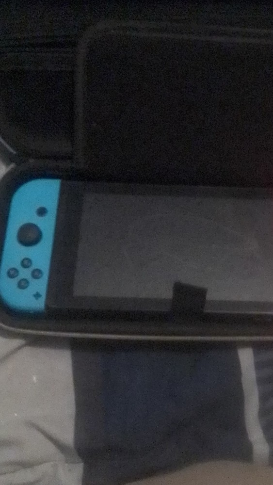 Nintendo Switch Handheld Console Black/Blue with Themed Zelda Carrying Case