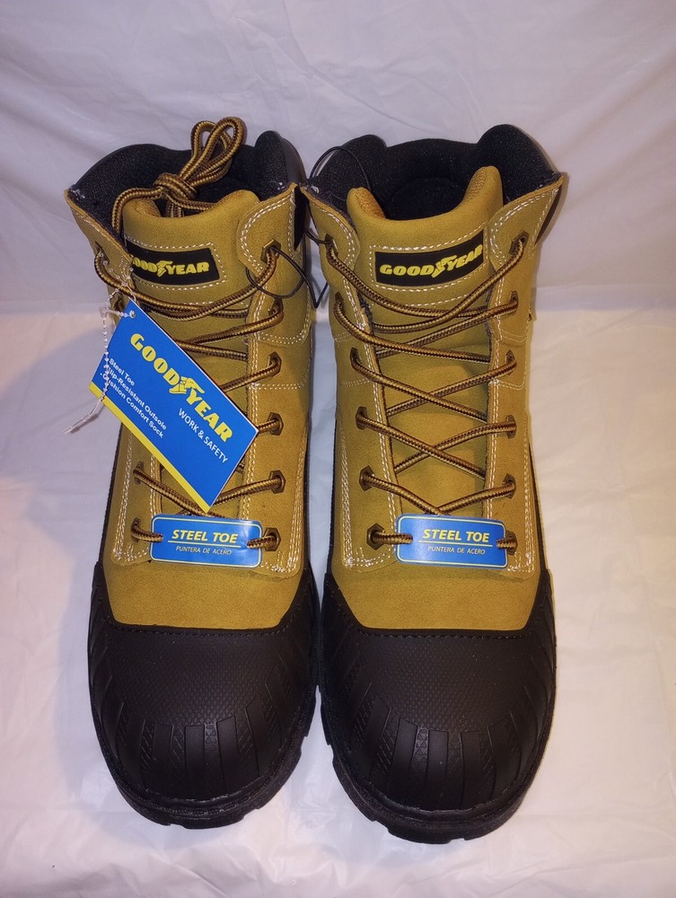 Good Year Size 11 US Steel Toe Work Boots Slip Resistant Cushion-image