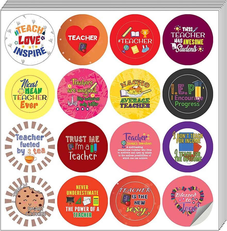 10-Pack I Am a Teacher Stickers – 16 Fun Designs Each  