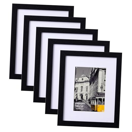8x10 Picture Frames Set of 5 for Gallery Wall Displays 5x7 Photos with Mat