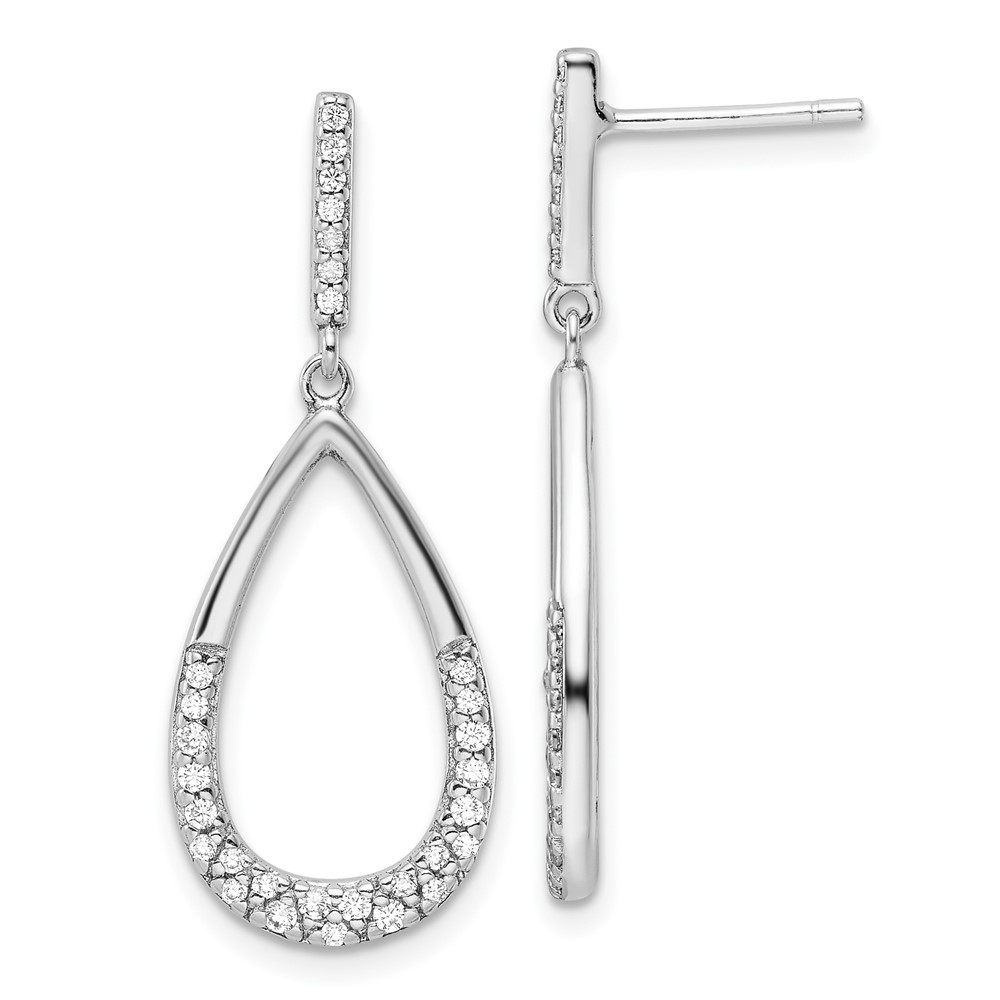 Sterling Silver Rhodium-plated Cubic Zirconia Teardrop Drop & Dangle Earrings