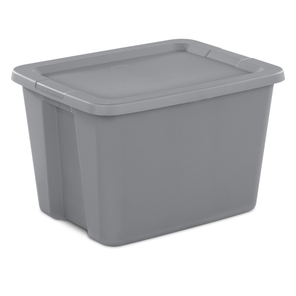 18-Gallon Gray Plastic Storage Bin with Secure Snap-On Lid