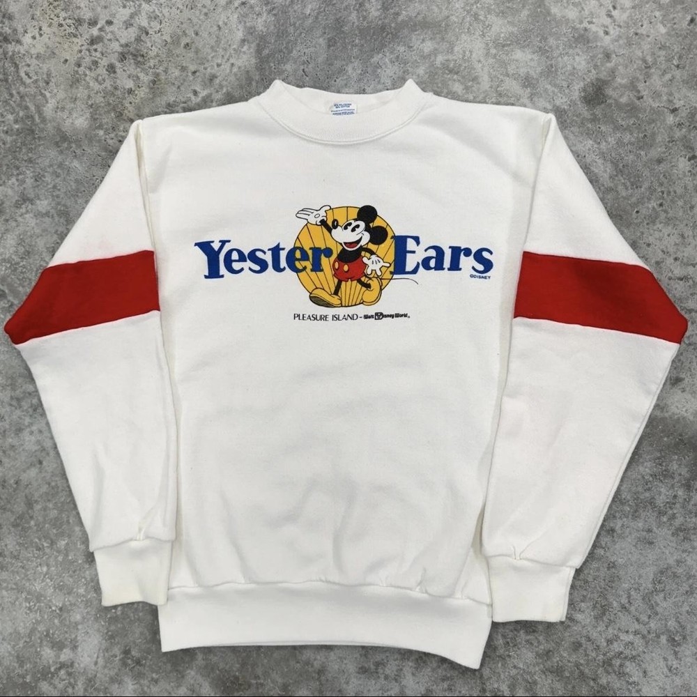 Vintage Disney Sweatshirt Mens Medium White Mickey Mouse YesterEars Made USA 90s