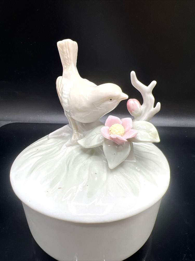 George Good Porcelain Bird Trinket Box Flowers Branch