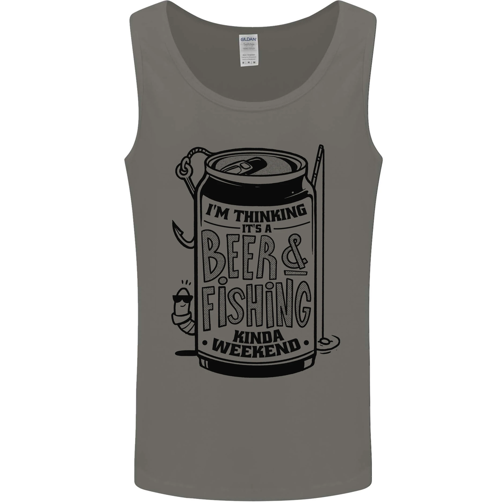 Im Thinking Beer & Fishing Weekend Funny Mens Vest Tank Top