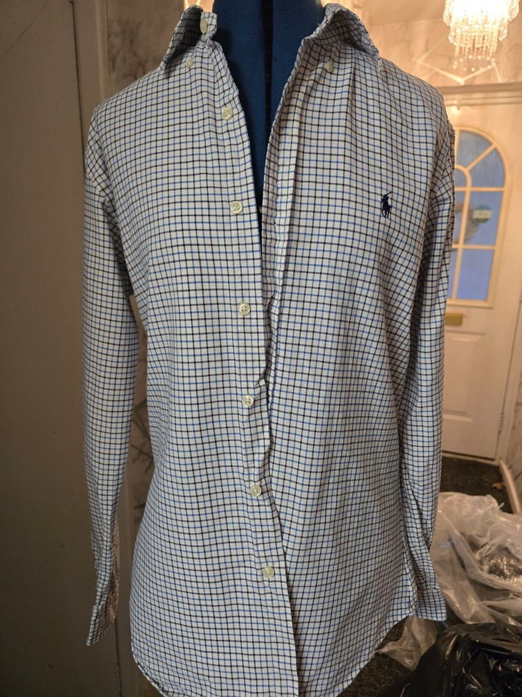 Ralph Lauren Cotton Blue Check Shirt Small Excellent Condition