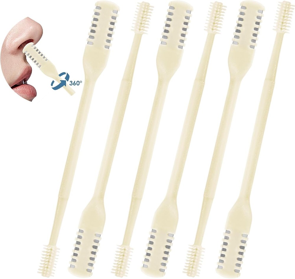 6 Pcs 2-In-1 Nasal Hair Cutter, Upgrade Double Sided Nose Hair Knife, 360° Nostr