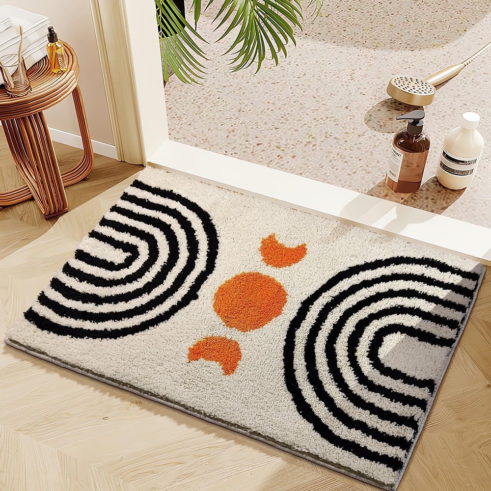 Cute Non-Slip Abstract Microfiber Bath Mat 16x24 Inch for Bathroom