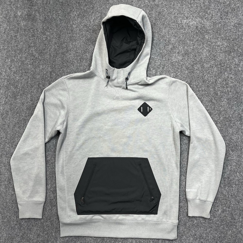 Burton Men’s Small Hemlock Bonded Pullover Hoodie with Kangaroo Pockets in Gray and Black