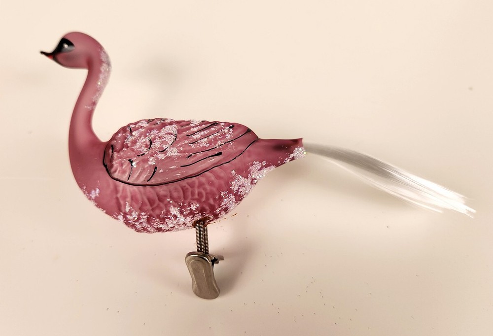 Vintage  Clip on Glass Swan/Bird Christmas Ornament  Germany
