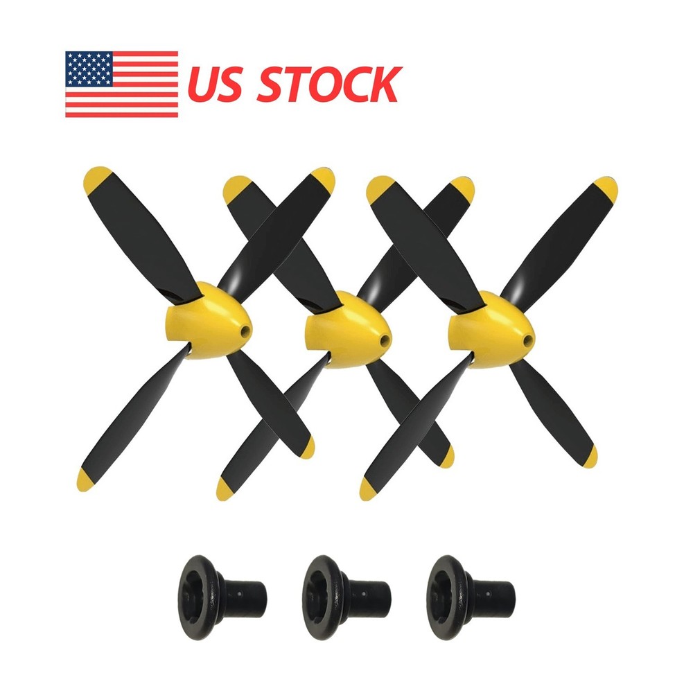 4-Blade Propeller 3pcs,with saver and adapter for Volantexrc P-51 RC Plane(Blue)