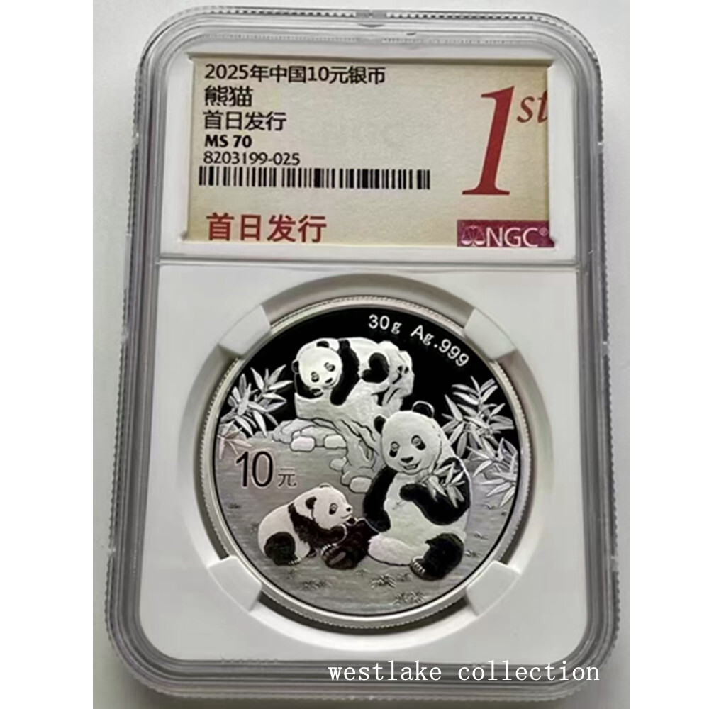 2025 China 10YUAN Panda Silver Coin 30g NGC MS70 First Day Rad Label