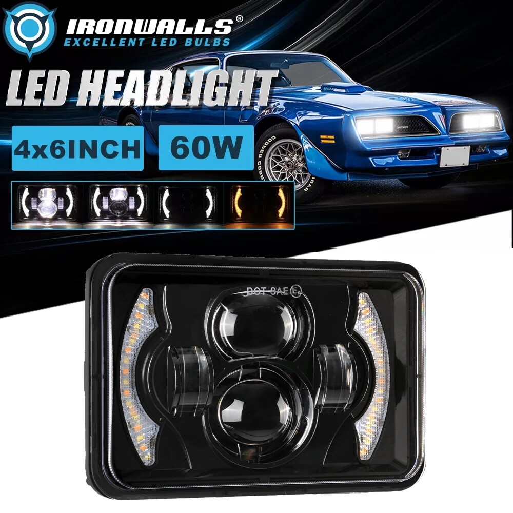 1977-1981 Pontiac Firebird 4x6 LED Headlight Kit with Hi/Lo Beam DRL Turn Signal