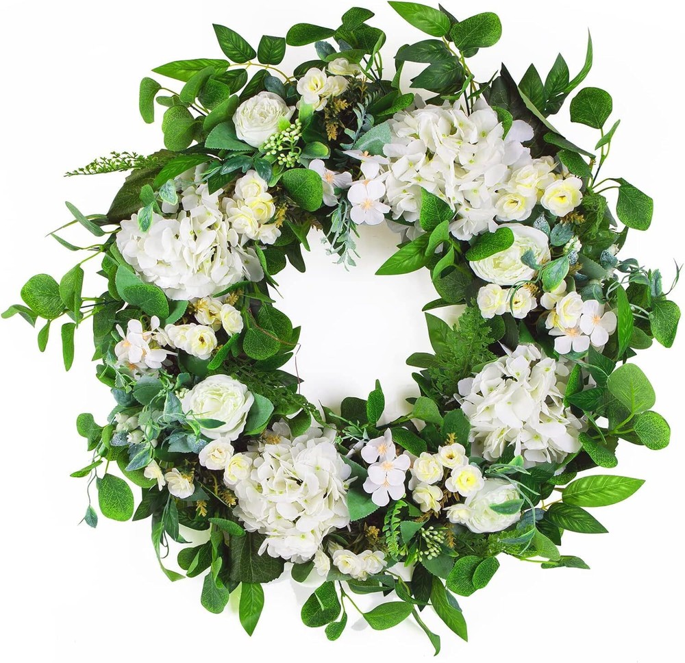 24 Inch Spring Summer Floral Wreath for Front Door Decor
